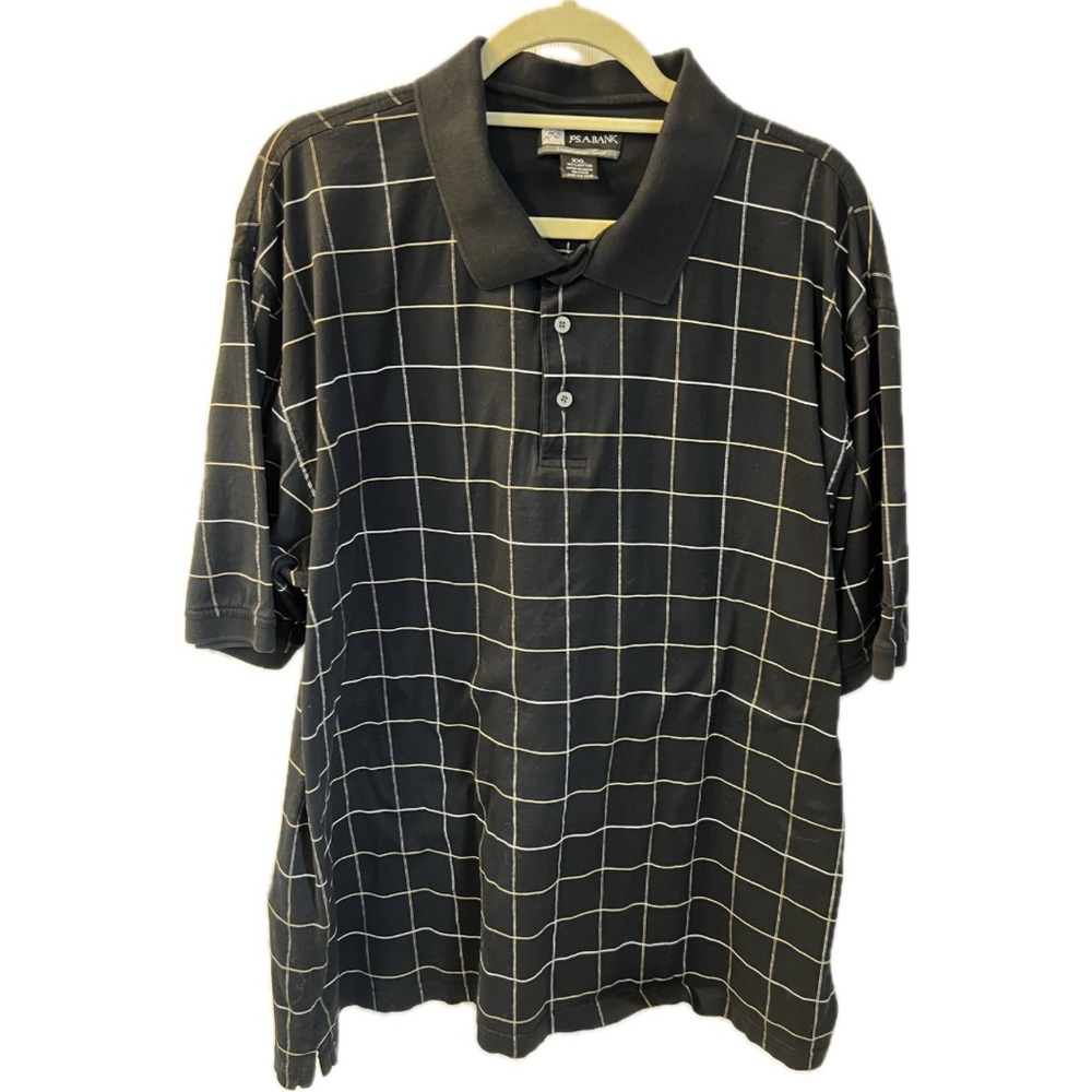 Jos. A. Bank Leadbetter Golf polo shirt, black windowpane, size XXL.